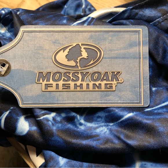 Mossy Oak Fishing Short Sleeve Rash Guard Blues Youth 10-12 New - Picture 4 of 16
